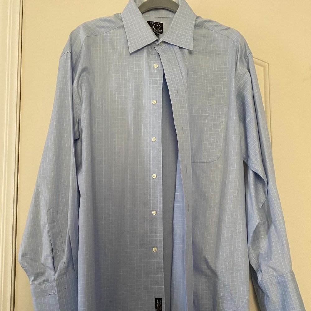 Jos. A. Bank Signature Collection Blue and White Button-Down Collar Dress Shirt